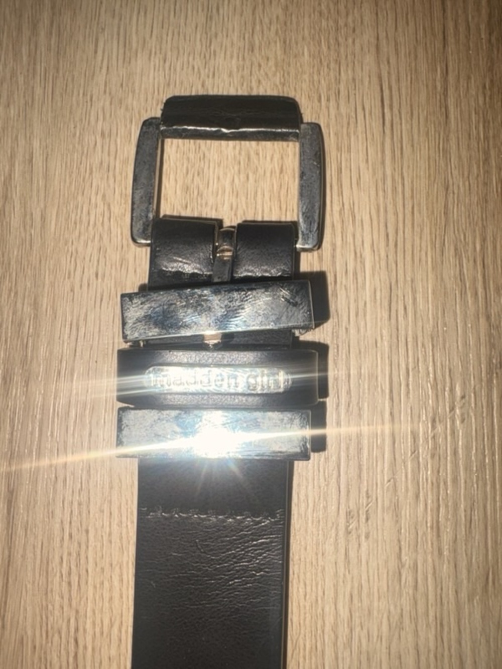 Black Leather Men’s Belt with Silver Buckle